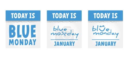 Téléchargez les illustrations : Slogan bleu lundi calendrier. Joyeux concept de lundi bleu, le jour le plus déprimant de l'année Le jour se suicident et la motivation de la dépression, troisième lundi Janvier. - en licence libre de droit
