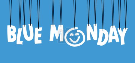 Illustration for Slogan blue monday calendar. Happy blue monday concept, the most depressing day of the year The day commit suicide and depression motivation, third monday January. - Royalty Free Image