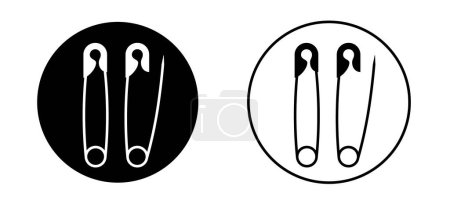 Illustration for Safety pin. Opened and closed pins. pierced and clipping path sign. Vector safetypin icon. Open and close safety pins. Badge or labels. Baby pin. - Royalty Free Image