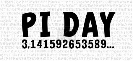 Illustration for Happy PI day, 14 march, Pythagoras mathematical numbers series 3.14 3,14 symbol. Vector maths icon or sign banner Ratios letters formula structure. Archimedes constant irrational number, digits. - Royalty Free Image