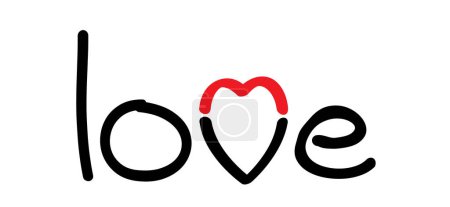Illustration for Slogan love with heart symbol. Happy valentines day on february 14  valentine, valentines day or romantic, wedding sign. - Royalty Free Image