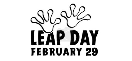 Illustration for Happy Leap day or leap year. February 29, month 2024 or 2028 and 366 days. 29th Day of february, today one extra day. Feb 29 and big toad frog. vector. frog feet. Footprint or footstep print icon. - Royalty Free Image