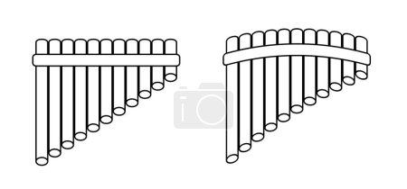 Illustration for Wooden pan flute music instrument. Panflute symbol or icon. Music folk instrument. panpipe or flute pipe. South American national musical instrument. bamboo, multi barrel flute. Pan Pipes sign. - Royalty Free Image