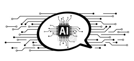 AI text or image generator. Artificial intelligence AI pictogram. Technology related to artificial intelligence, computers and systems that are intelligent, graphic of robot. Ai generated symbol. 