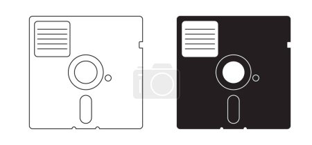 Ilustración de Dibujos animados disquete disquete patrón de línea. Disquete o disquete es un medio de almacenamiento utilizado para el almacenamiento de datos en una computadora o PC. disquetes de 1,44 MB o 720 kb (disquetes de 3,5 pulgadas). ms dos formato. - Imagen libre de derechos