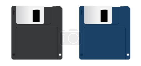 Illustration for Cartoon disk floppy line pattern. Diskette or floppy disk is a storage medium used for data storage in a computer or pc. floppy disks of 1.44 MB or 720 kb (3.5 inch diskettes). ms dos format. - Royalty Free Image