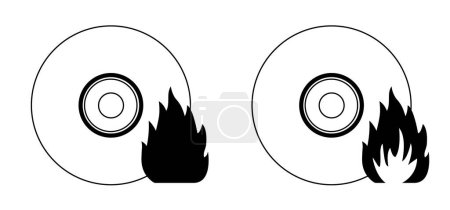 Ilustración de CD de dibujos animados para quemar. Ripear o grabar es el proceso de copiar datos, música, fotos o videos desde un PC a un CD o DVD en blanco. dvd rw grabación. Grabación de discos compactos e impresión de CD o DVDs - Imagen libre de derechos