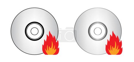 Ilustración de CD de dibujos animados para quemar. Ripear o grabar es el proceso de copiar datos, música, fotos o videos desde un PC a un CD o DVD en blanco. dvd rw grabación. Grabación de discos compactos e impresión de CD o DVDs - Imagen libre de derechos