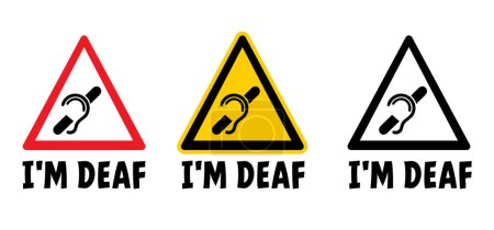 Slogan, vibes I m a little bit deaf or I'm a little bit deaf. Sign language deaf. World Deaf Day in last Sunday of September. Gestures hand. Vector icon or pictogram. Deafness cartoon.