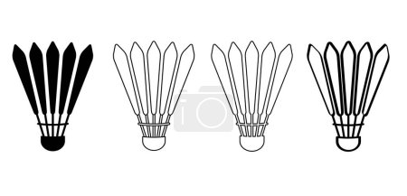 Cartoon badminton shuttle for badminton court and racket. Racket sport game. Playing in the summer or on the beach. Indoor team sports. Shuttlecock ball icon.