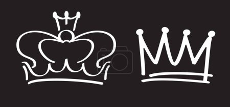 Cartoon sketch crown. Graffiti crown icon, Queen or king crowns. Royal imperial coronation symbols, monarch majestic jewel tiara icons. Prins en prinses, diadems or diamond crowns. Cap or caps logo