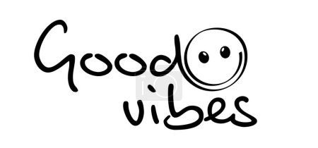 Slogan good vibes and be happy and smile. Vector success quote for banner or card. Relaxing and chill, motivation and inspiration message concept. Think big, quote idea. Positive text font.