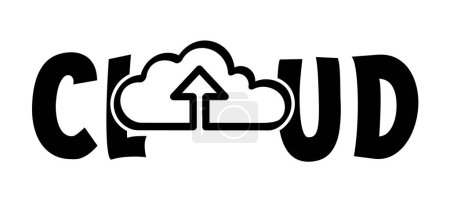 Cartoon drawing of cloud vibes. Cloud service icon or pictogram. Backup, upload cloud, computing concept. Upload data, network,  server logo. For web internet. Line pattern. Access granted