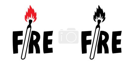 Streichhölzer, Streichhölzer, Luzifer-Logo. Rauchen, Feuer oder Flammensymbol. Spiel beleuchtetes Symbol. Lustige flache Vektor-Karikatur. Keine Flammen erlaubt. Stopp, Achtung, kein Feuer oder Lagerfeuer eröffnen. Streichhölzer