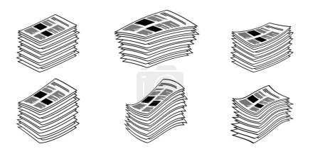 Writing paper. Cartoon empty A4 or A3 copy paper, stacked paper. Flat paper stack. Document, paperwork. Stationery stacked papers icon. Pile papers, file, web icon. Printouts, hardcopy documents. Sheet logo.