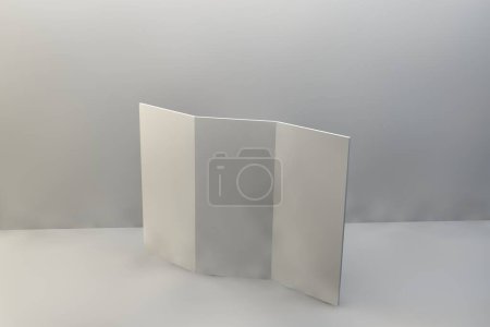 Photo for Tri-fold brochure blank white template for mock up and presentation design. 3d illustration. - Royalty Free Image
