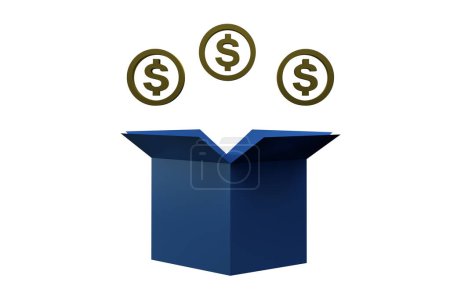 Photo for 3D Render Illustration Money Dollar Coin Box - Royalty Free Image