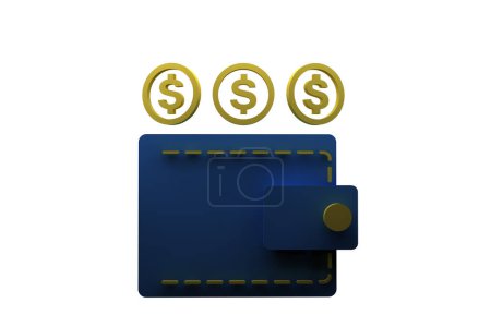 Photo for 3D Render Illustration Wallet Dollar Coin - Royalty Free Image