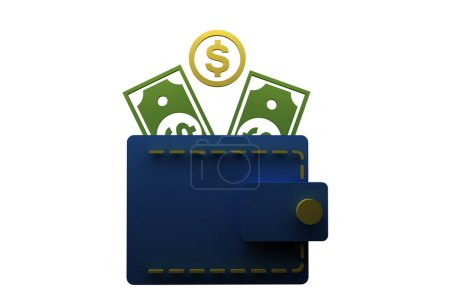 Photo for Wallet Dollar Coin Paper 3D Render Illustration - Royalty Free Image