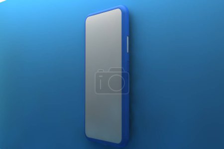 Photo for Smartphone with blank screen on blue background. 3D rendering. - Royalty Free Image