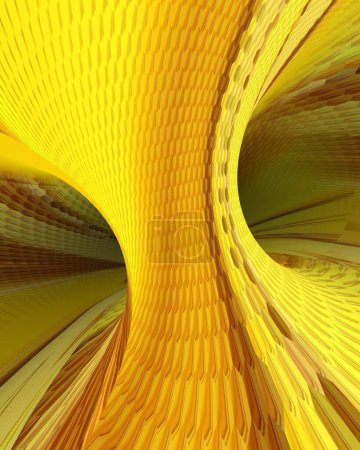 Foto de Fondo abstracto 3D. Figura geométrica dorada. Fondo amarillo con estilo - Imagen libre de derechos