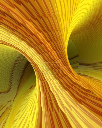 Foto de Fondo abstracto 3D. Figura geométrica dorada. Fondo amarillo con estilo - Imagen libre de derechos