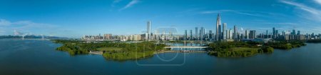 Shenzhen, Chine - Vers 2022 : Vue aérienne du paysage dans la ville de Shenzhen, Chine