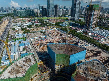 Photo for Shenzhen ,China - Circa 2022:  Aerial view of construction site and landscape  in Shenzhen city, China - Royalty Free Image