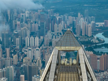 Vista aérea de ping un centro financiero en la ciudad de Shenzhen, China
