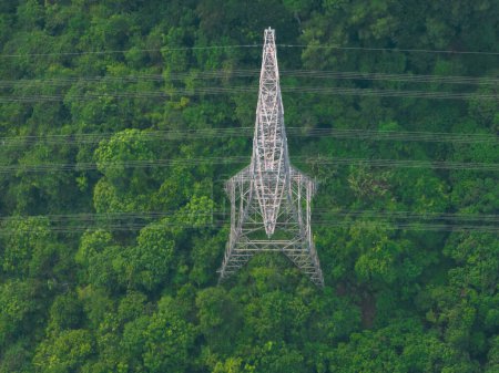 Photo for Aerial view of  Electricity tower on mountain - Royalty Free Image