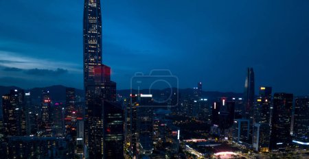 Photo for Aerial view of night landscape in Shenzhen city,China - Royalty Free Image
