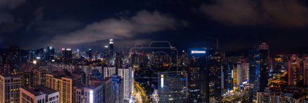 Photo for Aerial panorama view of landscape at night in Shenzhen city,China - Royalty Free Image