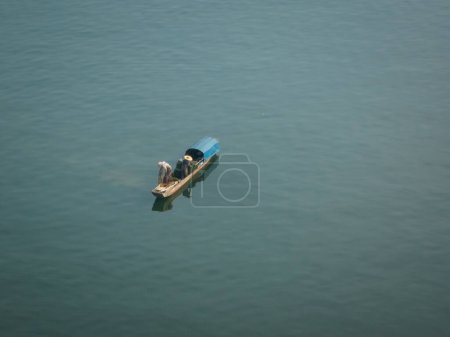 Photo for Shenzhen ,China - Circa 2022: Aerial footage of fishing boat fishing in Guangdong,China - Royalty Free Image