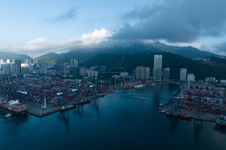 Photo for Shenzhen ,China - Circa 2022: Aerial view of container ship in Yantian port in Shenzhen city, China - Royalty Free Image
