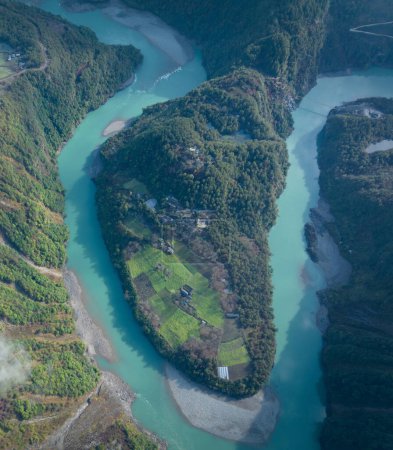 Foto de Vista aérea del paisaje en el campo en la provincia de Yunnan, China - Imagen libre de derechos