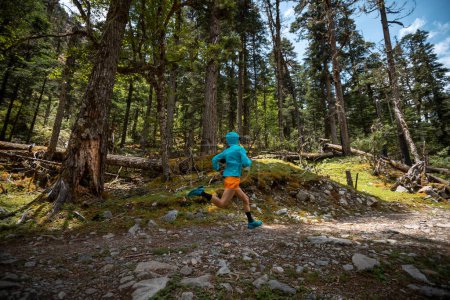 Photo for Woman trail runner cross country running in high altitude mountains - Royalty Free Image