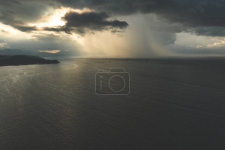 Photo for Aerial view of storm clouds with ocean landscape in the morning - Royalty Free Image