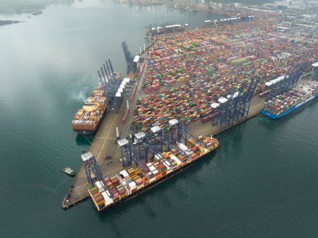 Photo for Shenzhen ,China - June 20 2022: Aerial footage of Yantian international container terminal in Shenzhen city, China - Royalty Free Image
