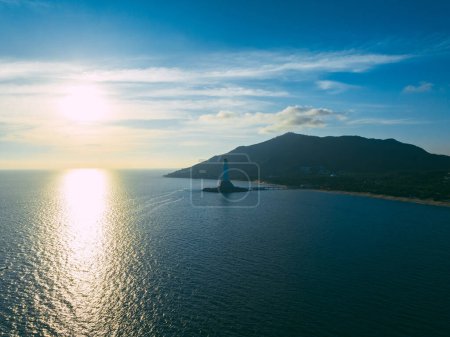 Photo for Aerial view of Guanyin statue at seaside in nanshan temple, hainan island , China - Royalty Free Image
