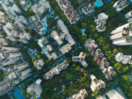 Foto de Vista aérea de edificios de casas modernas en la ciudad de Guangzhou, China - Imagen libre de derechos