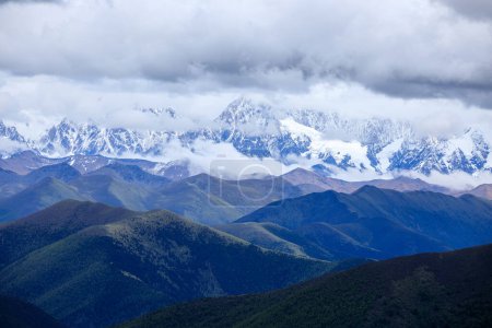 Photo for Beautiful snow capped mountain  landscape in Sichuan, China - Royalty Free Image