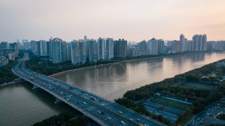 Vue aérienne du paysage dans la ville de Guangzhou, Chine