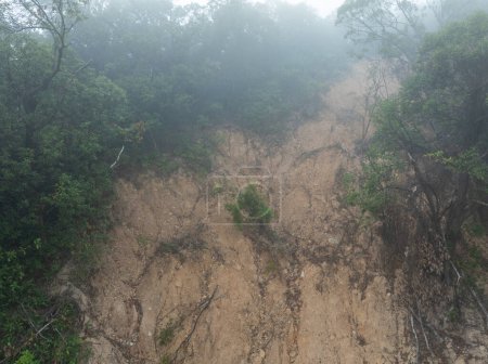 Aerial view of  landslide forest mountain landscape
