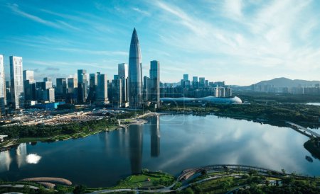 Téléchargez les photos : Vue aérienne du paysage dans la ville de Shenzhen, Chine - en image libre de droit