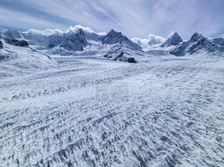 Aerial footage of glacier landscape in Tibet, China
