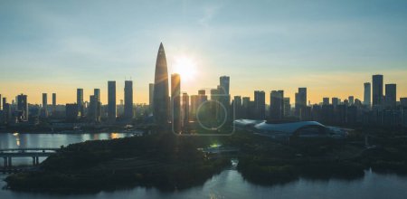 Photo for Aerial view of sunset landscape in Shenzhen city,China - Royalty Free Image