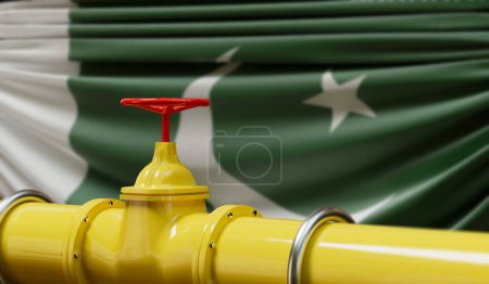 Photo for Pakistan oil and gas fuel pipeline. Oil industry concept. 3D Rendering. - Royalty Free Image