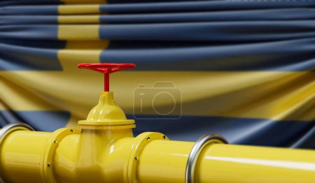 Foto de Gasoducto de petróleo y gas de Suecia. Concepto de industria petrolera. Renderizado 3D. - Imagen libre de derechos