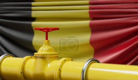Téléchargez les photos : Belgium oil and gas fuel pipeline. Oil industry concept. 3D Rendering. - en image libre de droit