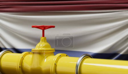 Países Bajos oleoducto y gasoducto. Concepto de industria petrolera. Renderizado 3D.